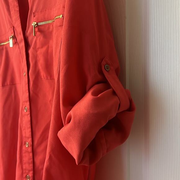 Calvin Klein Women’s Blouse Salmon color Long Tab Sleeve Size XL - Picture 6 of 6